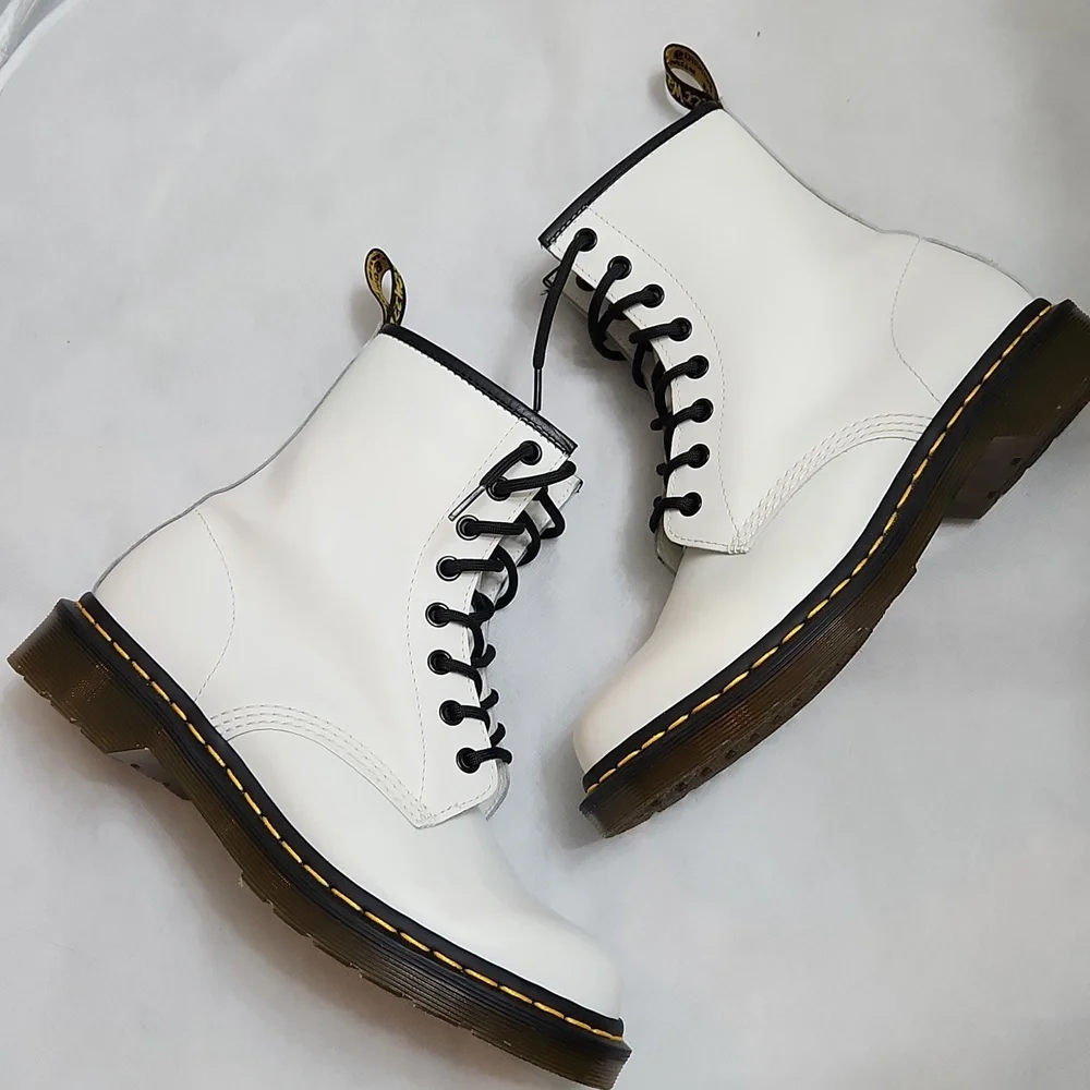 Dr. Martens White Combat Boots (women's size 8)